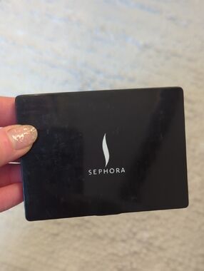 Sephora Black Compact Travel Mirror with White Logo